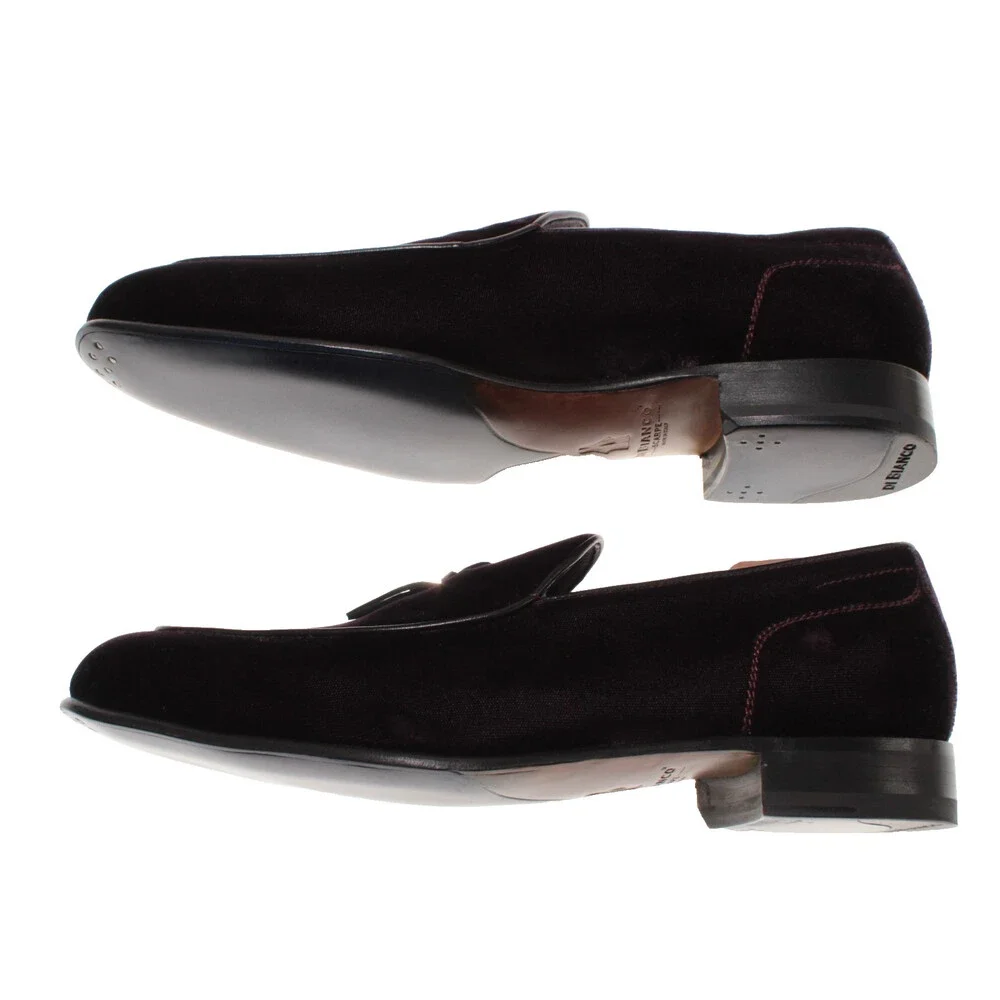 Di Bianco NWB Slip On Tasseled Loafers Size 8 US in Dark Purple Velvet